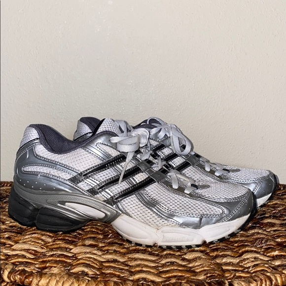 white adidas workout shoes